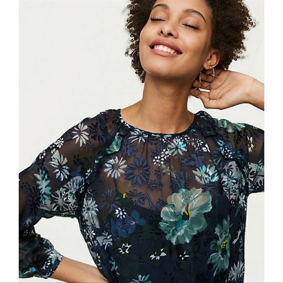 LOFT Garden Floral Flounce Dress - Picture 3 of 8